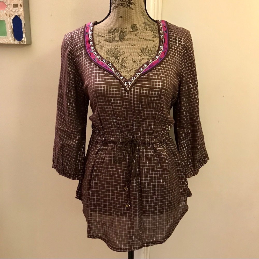 ✨EUC Free People Embroidered Boho Top